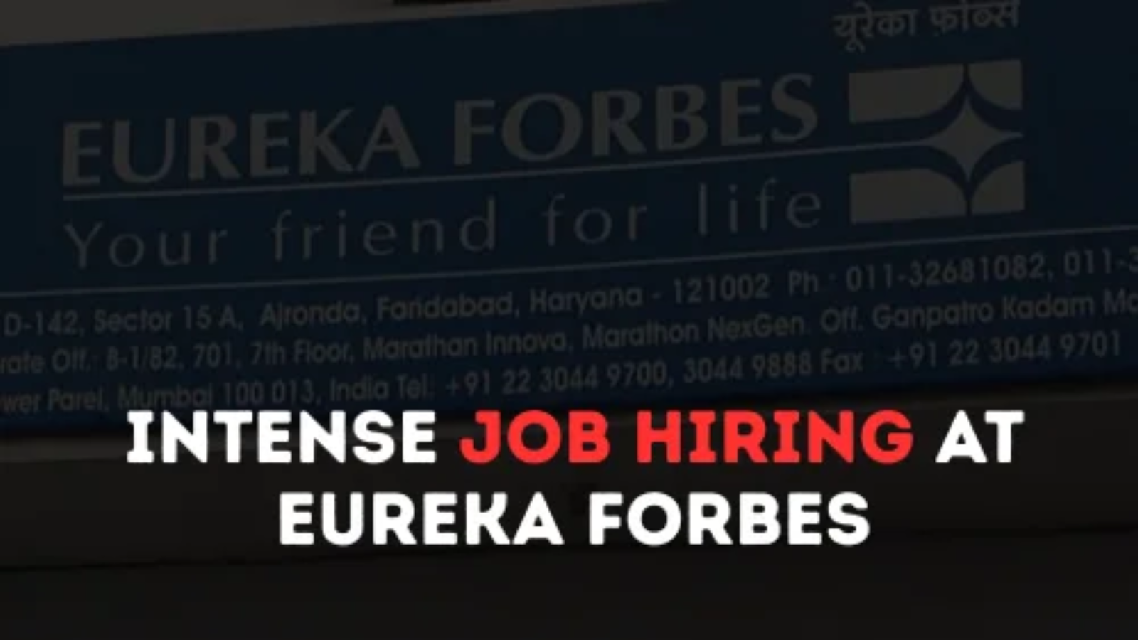 Hiring For Field Sales Executive Job at Eureka Forbes Aquaguard