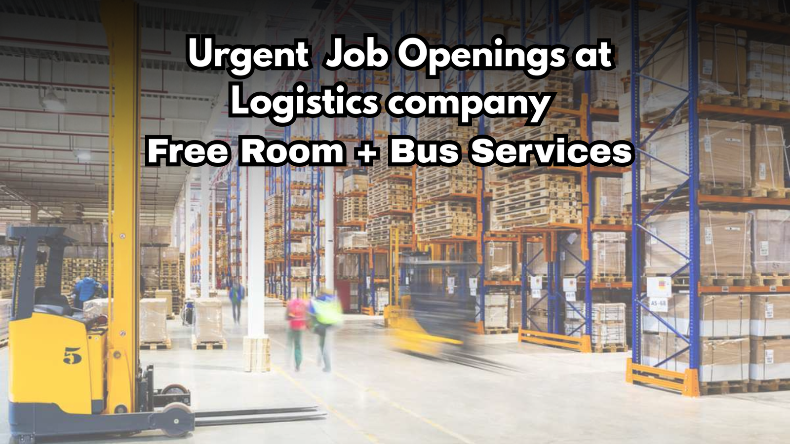 Urgent Job Opening at Logistics Company Free Bus and room Services - Male Female can apply